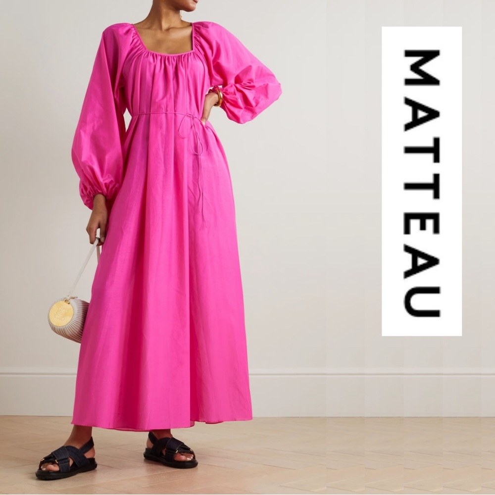 MATTEAU | The Decolette cotton and silk-blend maxi dress NWT